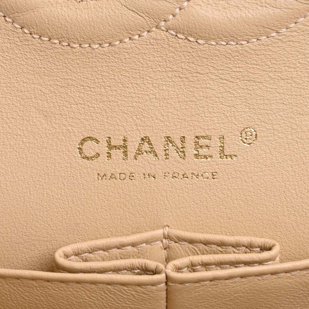 CHANEL Leather Matelasse Coco Mark W Flap Chain Shoulder Bag Beige Women's - Picture 7 of 10